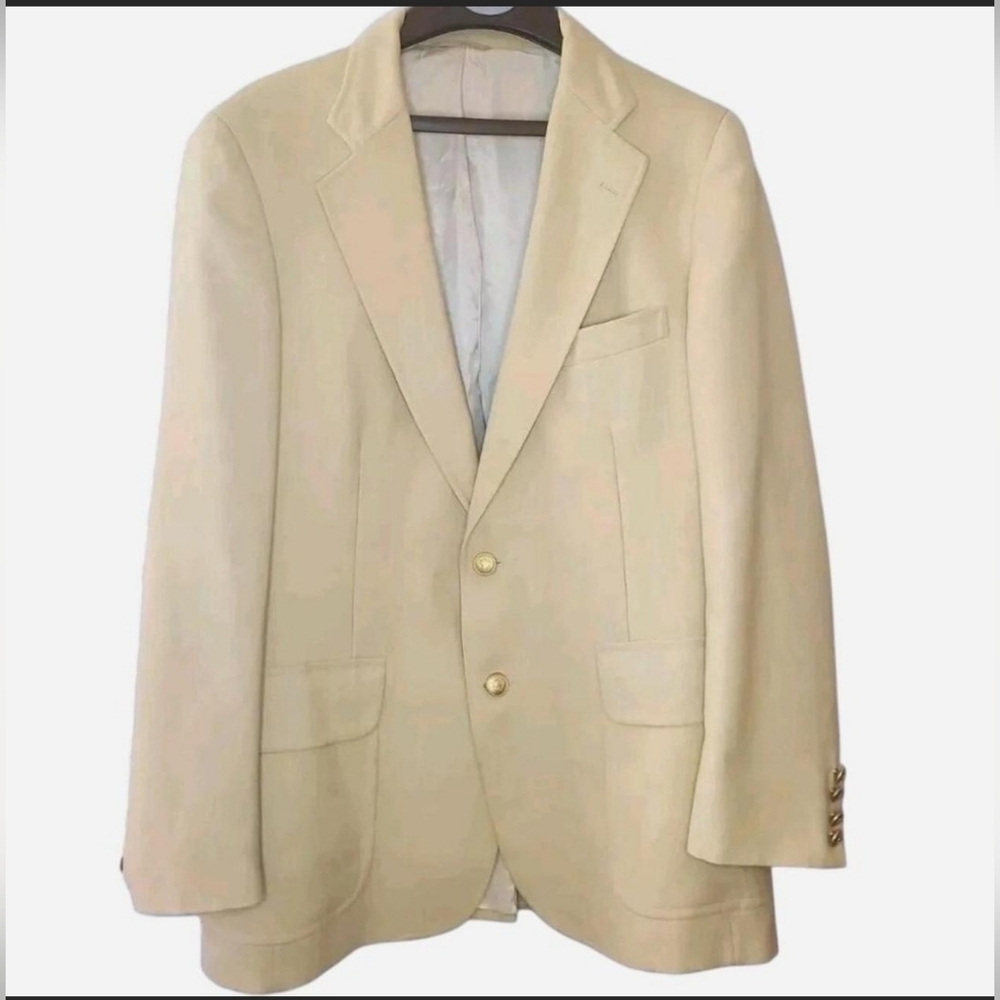 Vintage Chaps by Ralph Lauren Sport Coat Mens Size 44R Gold Buttons Made in USA - Picture 2 of 14